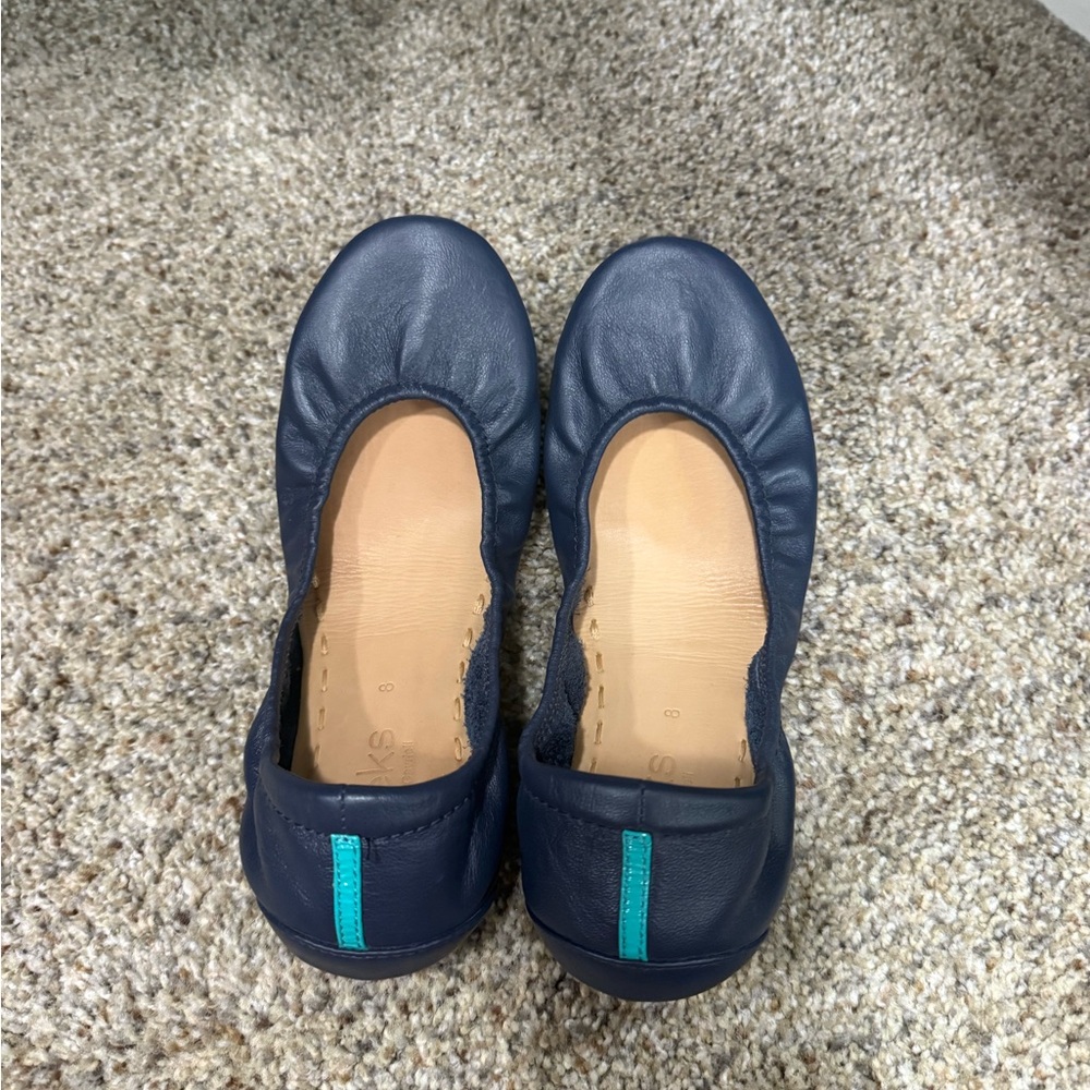 Navy Blue Tieks Leather Ballet Flats size 8